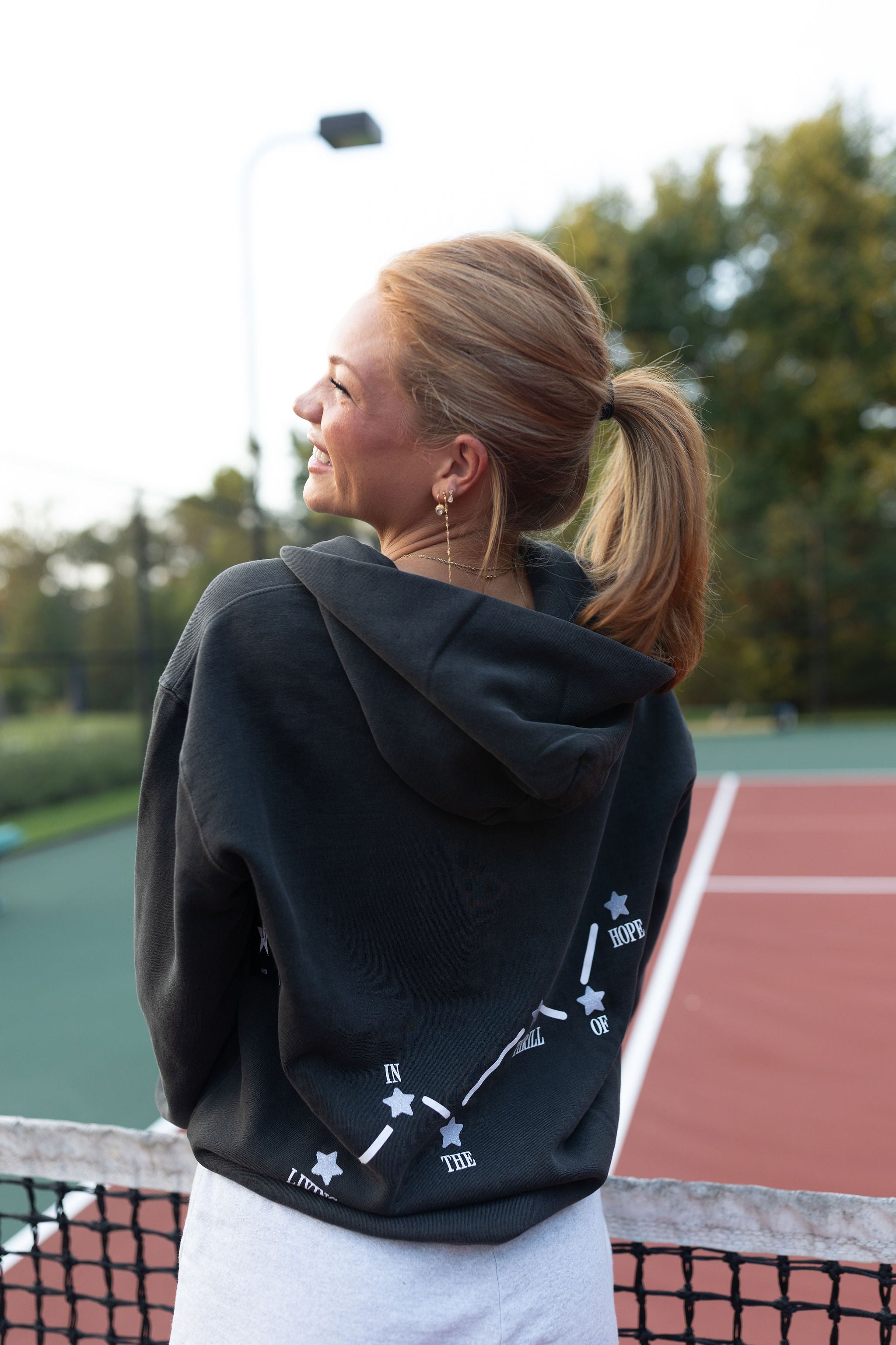 Shiny Star Zip Hoodie - Vintage Black