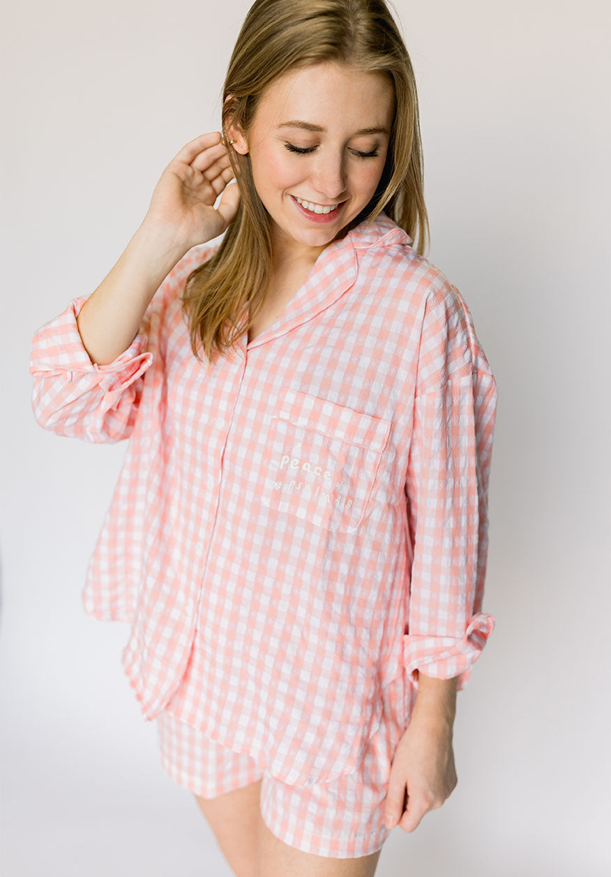 PEACE Pajamas - Pink Gingham